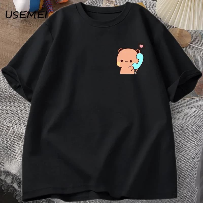【Cross-Border European Size】Dudu Is Making a Call to His Bubu T-Shirt Women