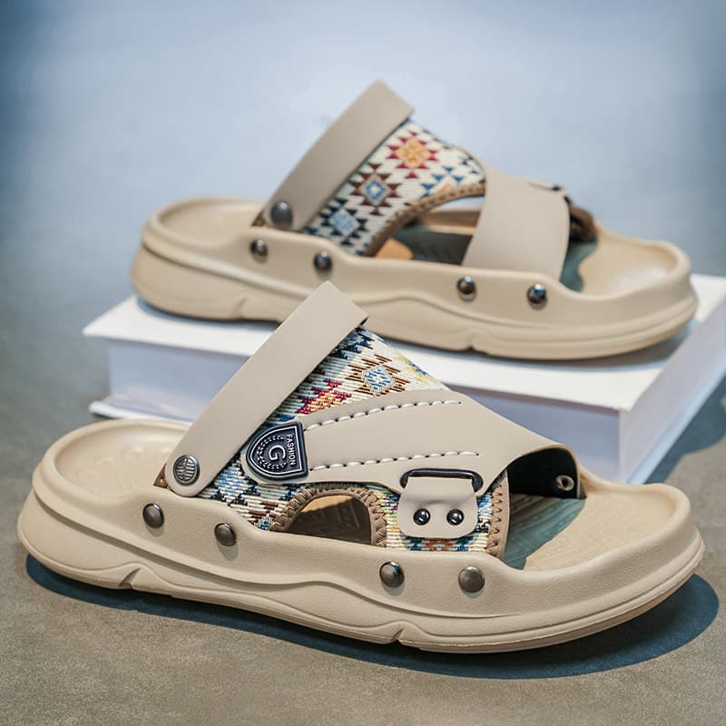 Men's Summer Sandals Outdoor Anti-Slip Wear-Resistant Flip-Flops Dual-Purpose Driving Sports Casual Soft Sole Beach Slippers