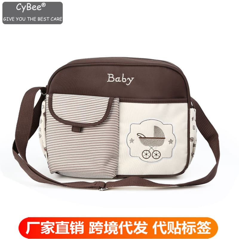 Cartoon Stroller Pattern Medium Shoulder Diaper Bag, Multifunctional Large Capacity Waterproof Crossbody Mother Bag, Cross-border Hot Seller