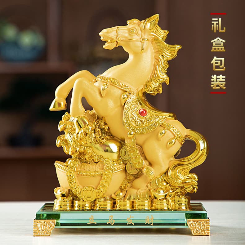 Cross-border Export Sand Gold Immediate Wealth Ornament Zodiac Horse New Year China Life Ping An Insurance Grand Opening Gift