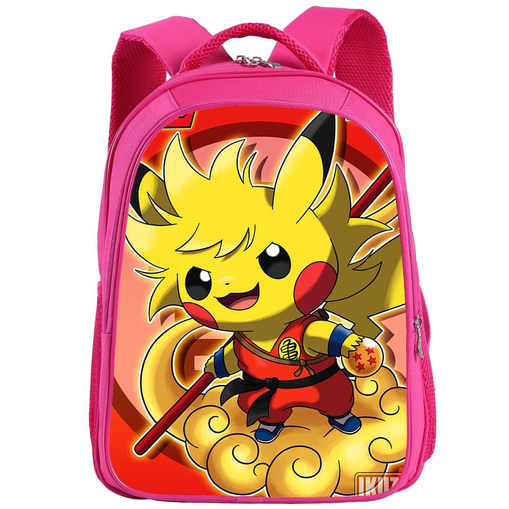 Pokemon Backpack 16-Inch Pocket Monsters Cartoon Pokemon Girls Pink Backpack