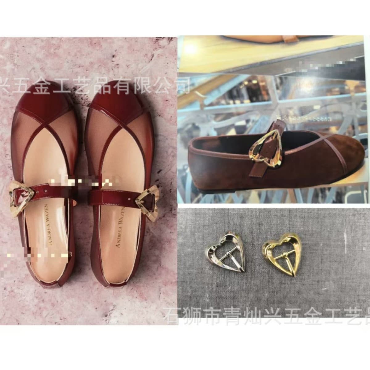 Qingcan Hardware New 3D Slanted Heart-shaped Buckle for Shoes, Hats, Watches, Clothing, Belts, Bags, Toast, Birkenstock