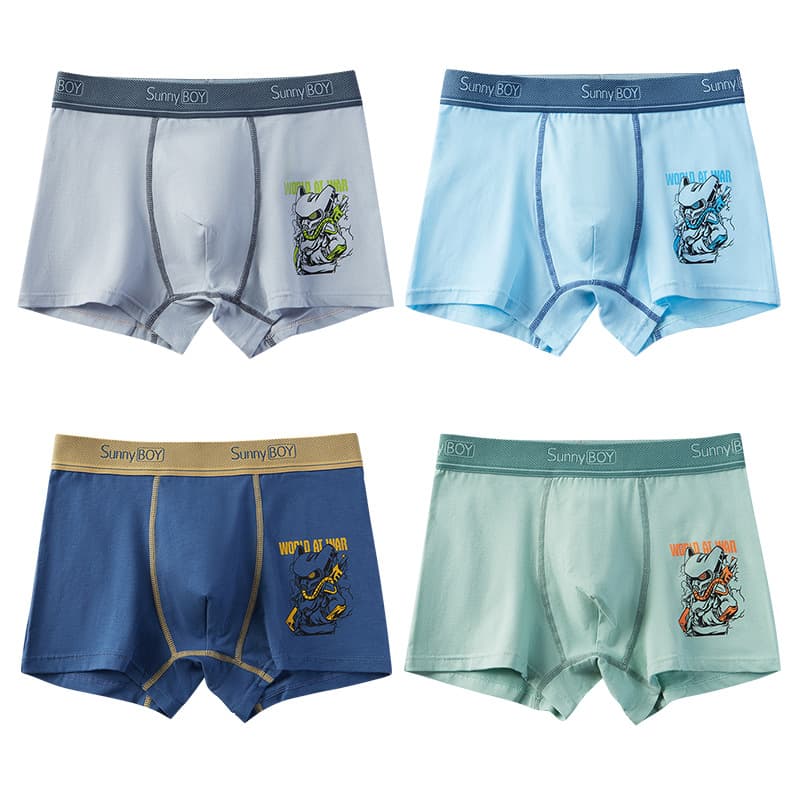 Teen Boys' Boxer Briefs Ages 12-16, Middle & High School, Class A Cotton, Red Underwear