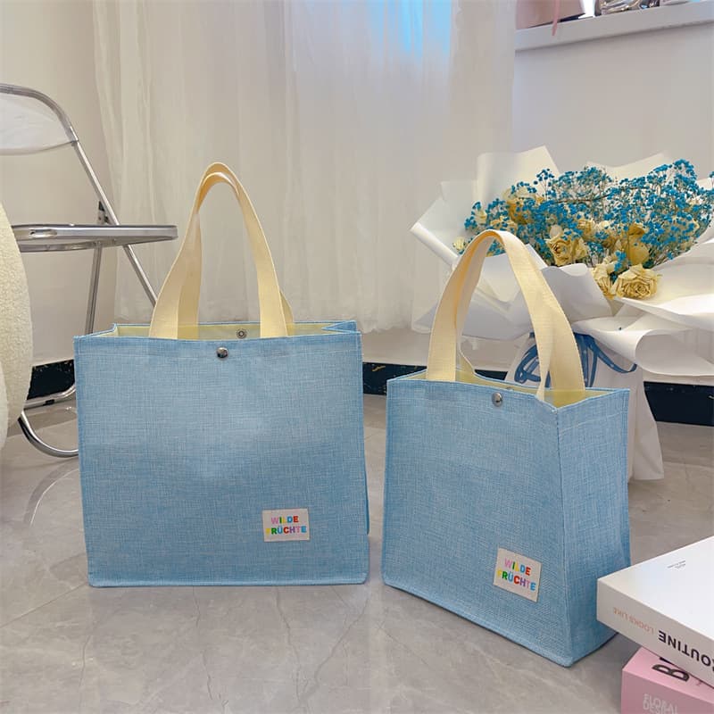 Dopamine Solid Color Canvas Bag for Female College Students, Shoulder Bag for Class, Handbag for Work and Lunch, Wholesale with Custom LOGO Printing