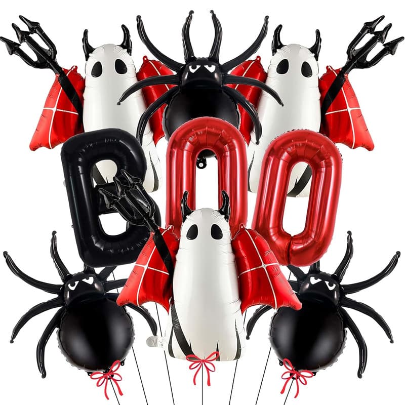 Red and Black Devil Bat Ghost BOO Balloon Halloween Window Display Spider Aluminum Film Balloon Package