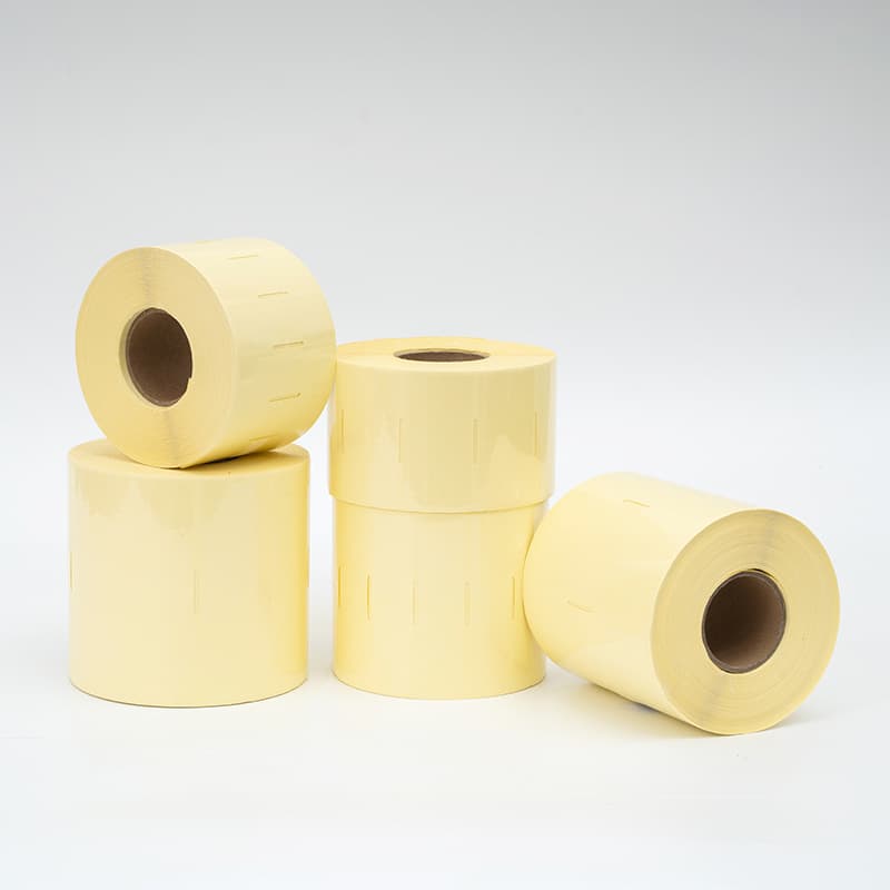 Transparent PET adhesive yellow backing blank roll labels, waterproof and oil-resistant strong adhesive stickers for various industries, printable