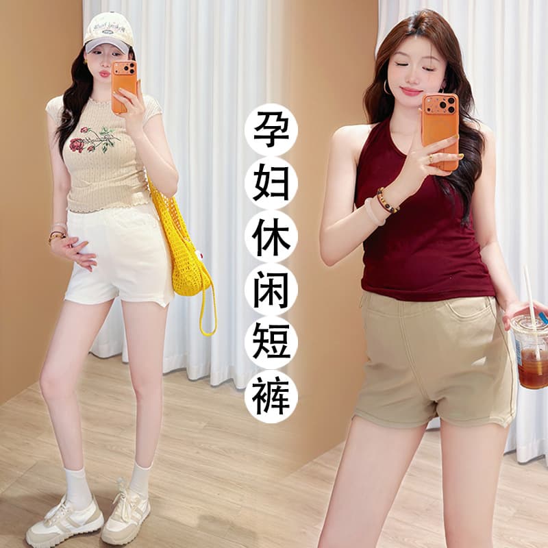 Maternity shorts, summer thin, fashionable mom new style, no support belly slimming A-line American design three-point jeans