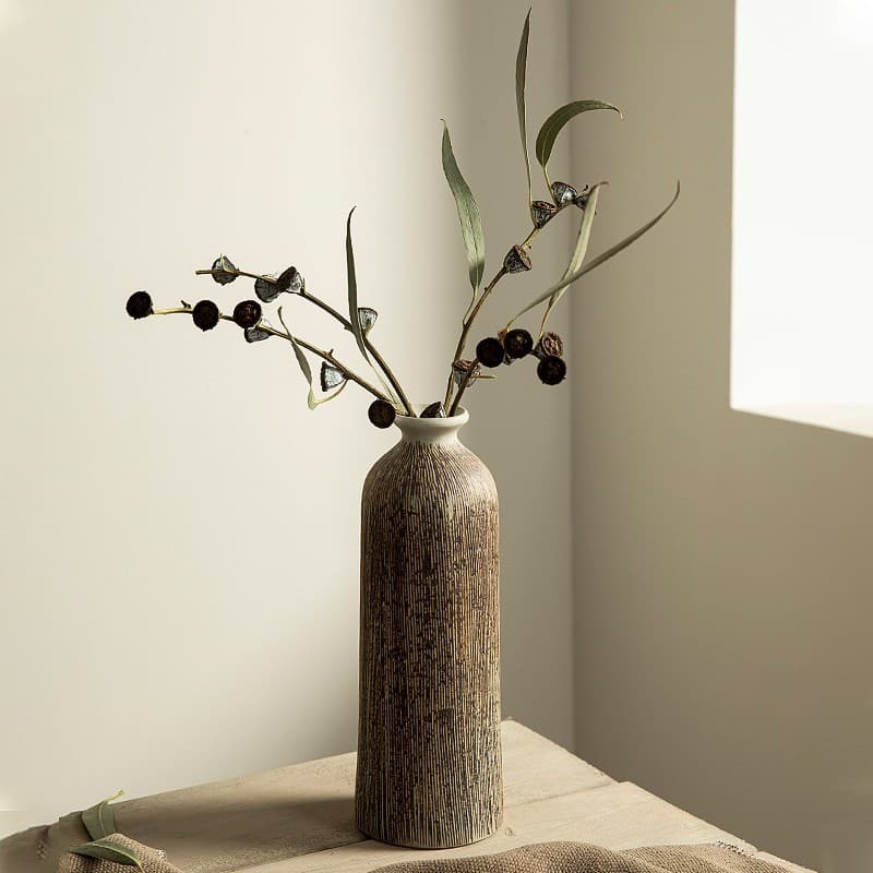 Jingdezhen Japanese Zen Home Decoration Vintage Artistic Carved Handmade Ceramic Hydroponic Vase Hotel Ornament