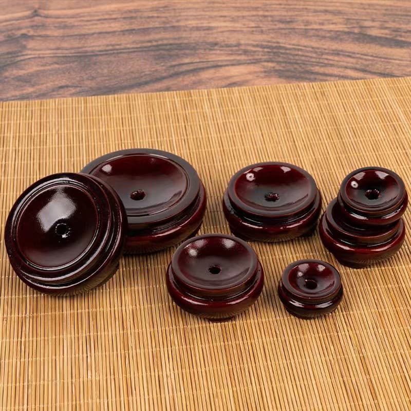 Gourd-shaped crystal ball base, round ornament, solid wood stand, single-layer wooden base, wholesale solid wood.