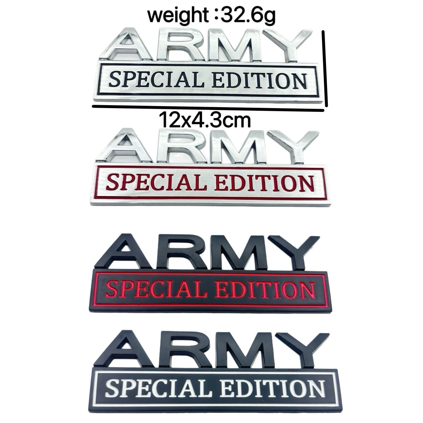 Cross-border Hot Selling Car Emblem Auto Modification Badge ARMY Fender Badge Metal EDITION Body Sticker Rear Emblem