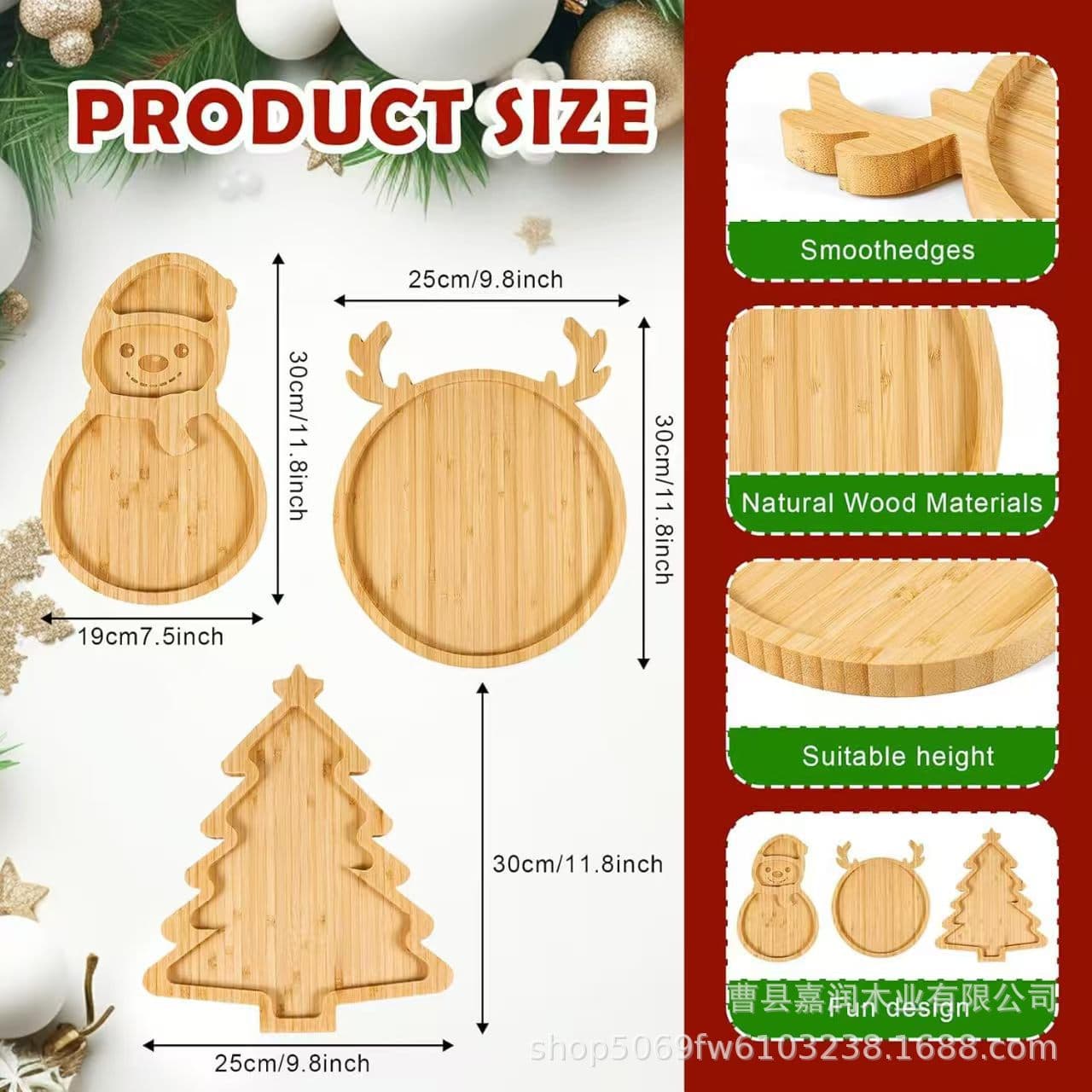 Creative Decorative Wood Tray, Snowman-Shaped Party Appetizer Board, Charcuterie Board Wholesale, Christmas Bamboo Tray