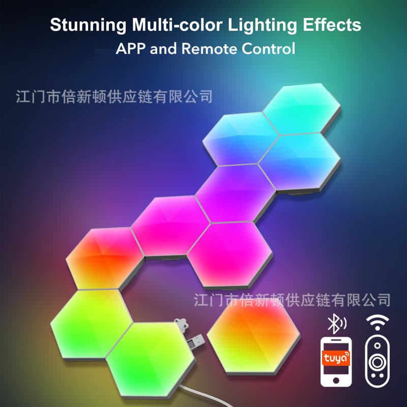 Tech-Style Voice-Controlled Ins Smart Quantum Light Panel Hexagonal DIY Gaming Room Ambient Wall Light Clearance