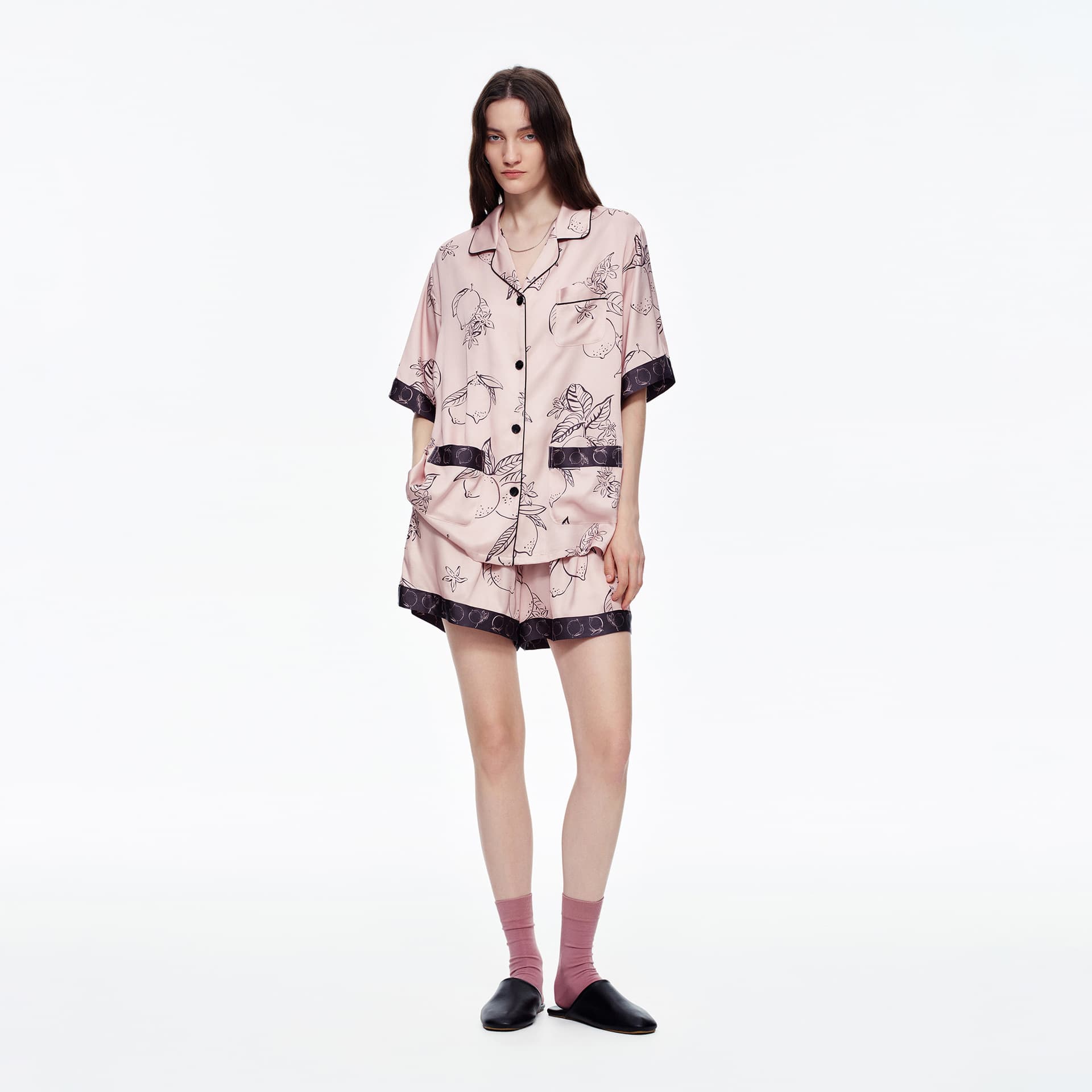 European and American Export Women's Pajamas New Summer Infiltration Print High-End Short Sleeve Shorts Two-Piece Women's Homewear