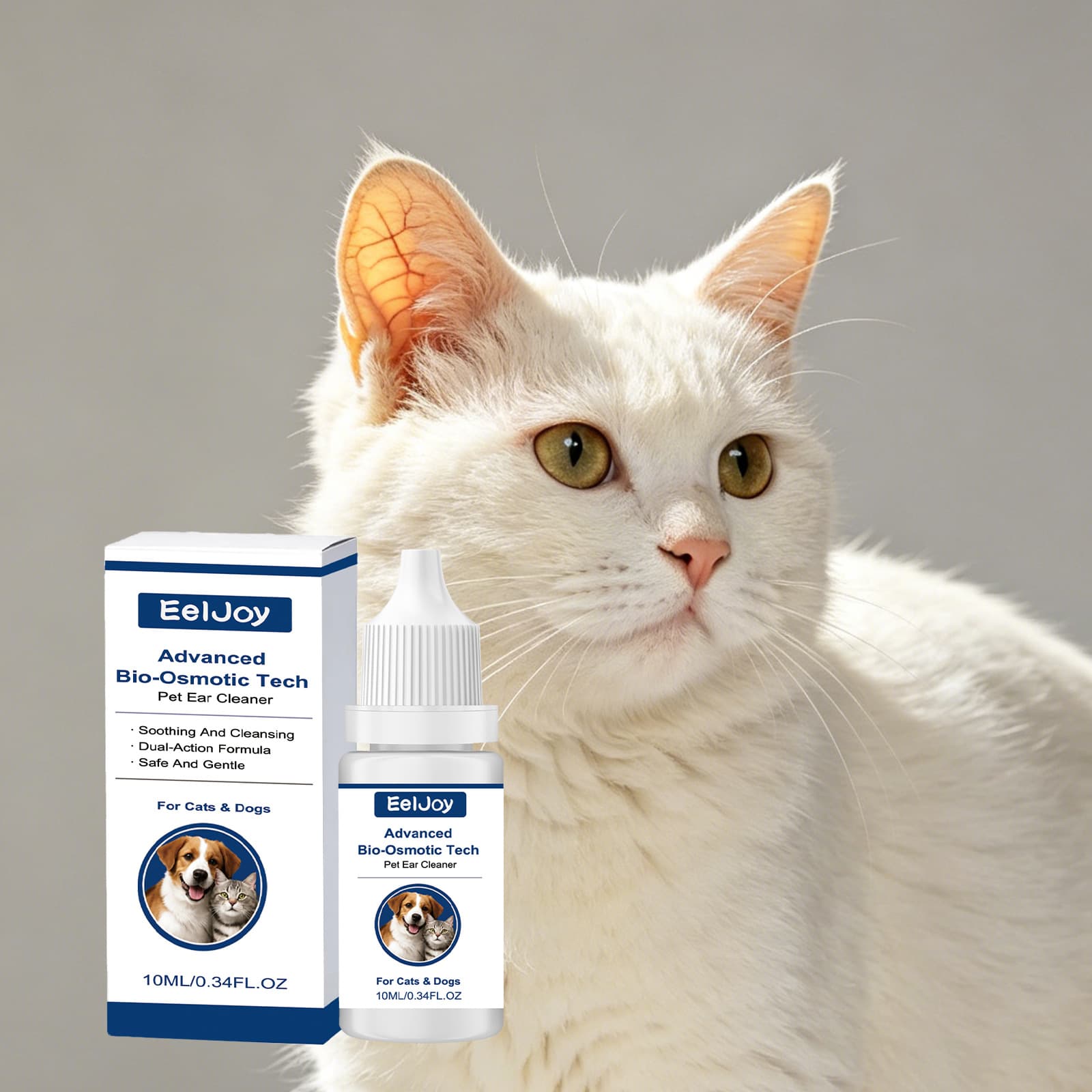 EELJOY Pet Ear Cleaning Solution, Gentle Earwax Cleaner for Dogs and Cats, Daily Ear Canal Care
