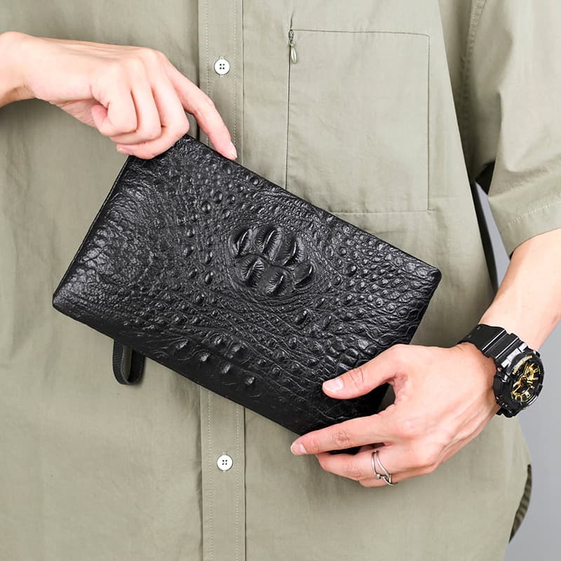 Men's Clutch Bag Crocodile Pattern Business Commuter Fashion Men's Mobile Phone Change Handbag Casual Travel Clutch Bag