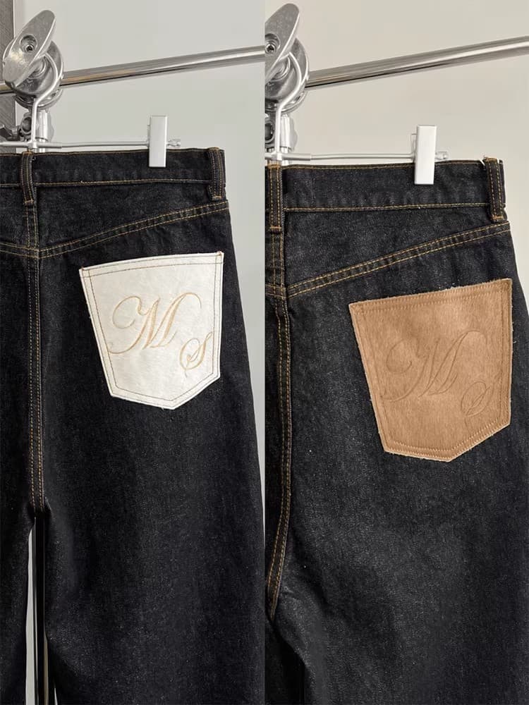 European and American style horsehair Okayama raw denim 14.5oz curved blade original color washed distressed jeans baggy pants for men and women