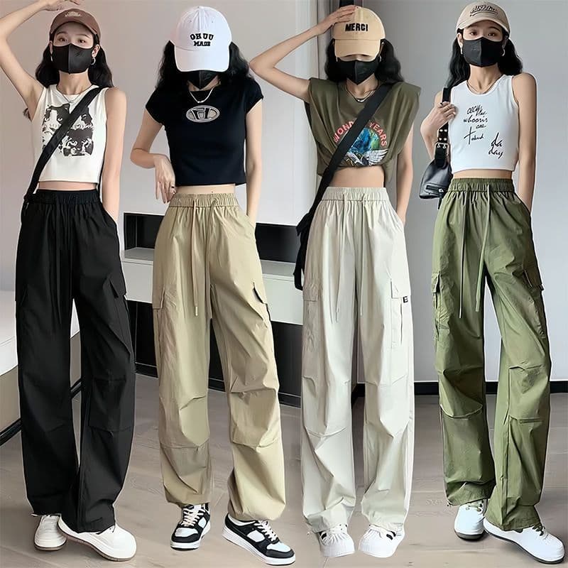 Quick-drying American retro overalls for women summer new high-waisted design mountaineering outdoor sports wide-leg pants wholesale