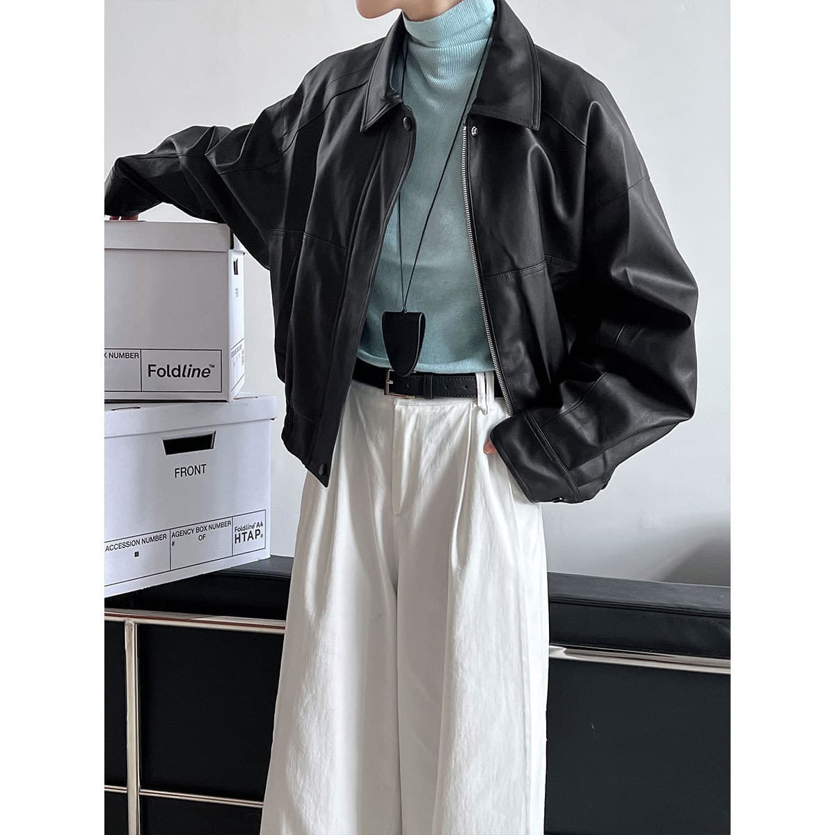 NS PU Leather Motorcycle Jacket for Women 2025 Autumn New Loose Short Hong Kong Style Leather Jacket Top 9701