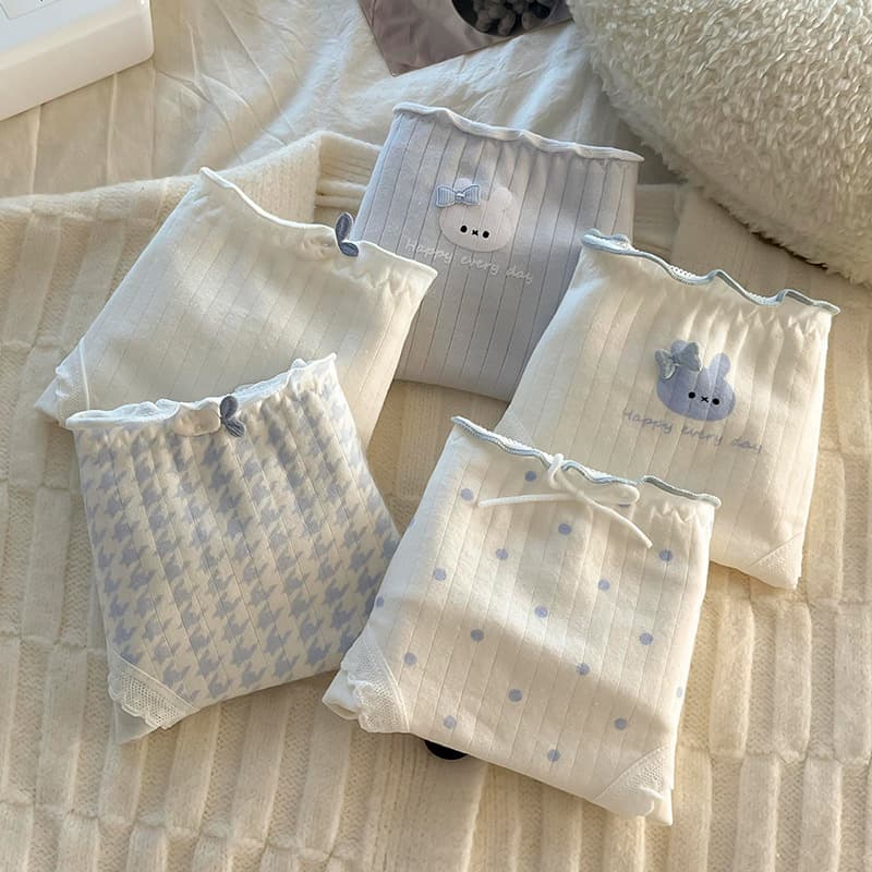 Cotton Antibacterial Panties for Women Sweet Japanese Style Mid-Rise 100% Cotton Breathable Best-Selling Teen Girl Briefs