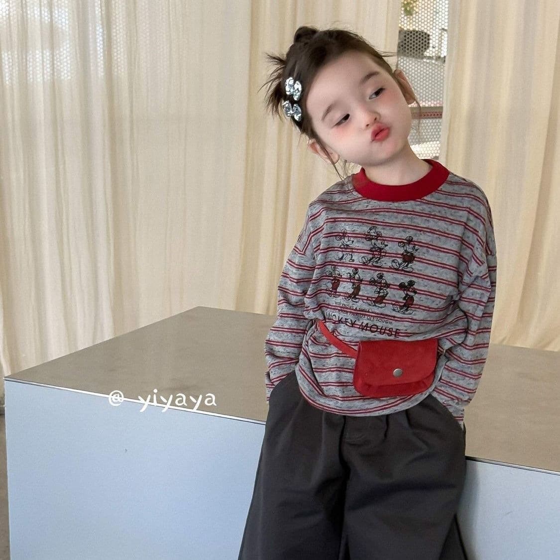 New spring and autumn products for boys and girls Korean striped cartoon printed long-sleeved shirts for children and middle-aged children, fashionable and versatile tops