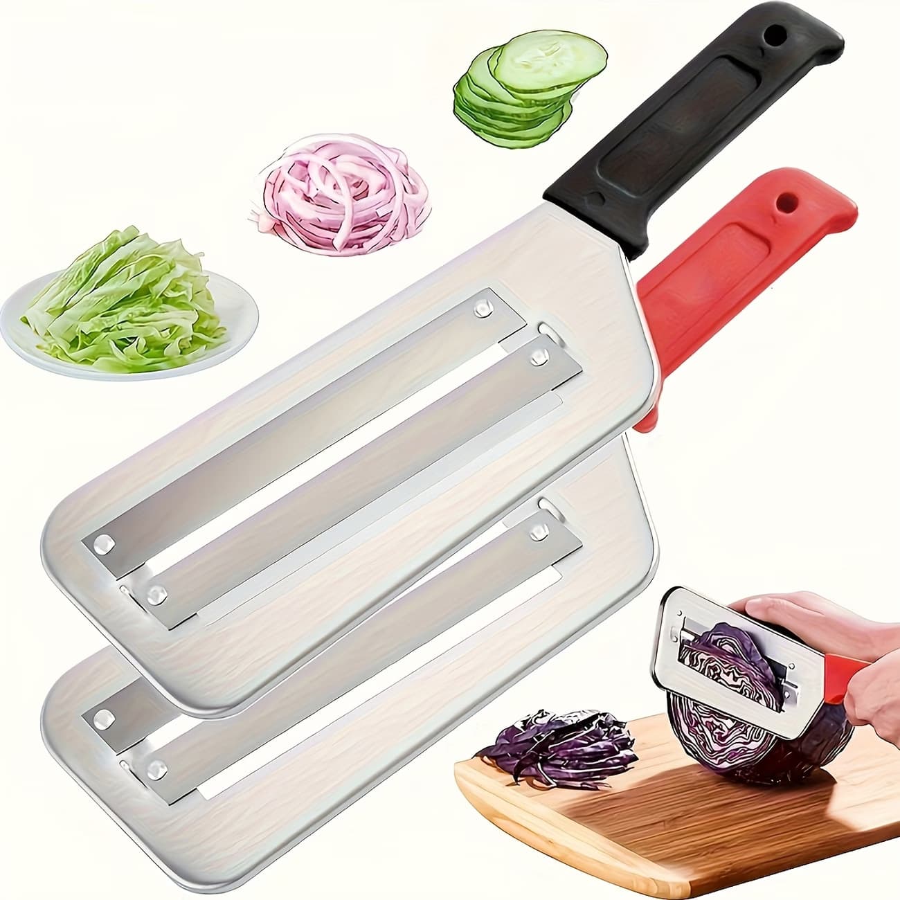 Stainless Steel Peeler, Double-Edged Grater, Vegetable Slicer, Cabbage Shredder, Sugarcane Knife, Plastic Handle Slicer, Shredder, Vegetable Grater