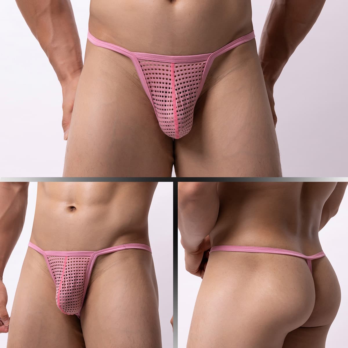 European, American, Japanese, and Korean Men's Low-Rise Underwear Nightclub Sexy Mesh Breathable Thong E108