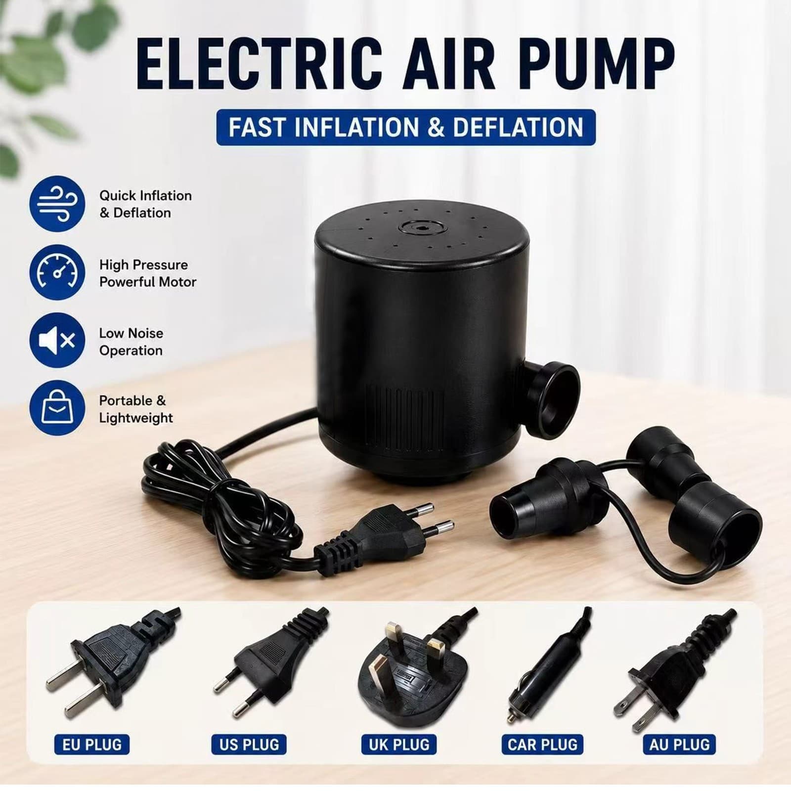 Household European standard electric pump SS-719 electric inflatable pump color box plug-in European standard electric pump lazy sofa electric pump