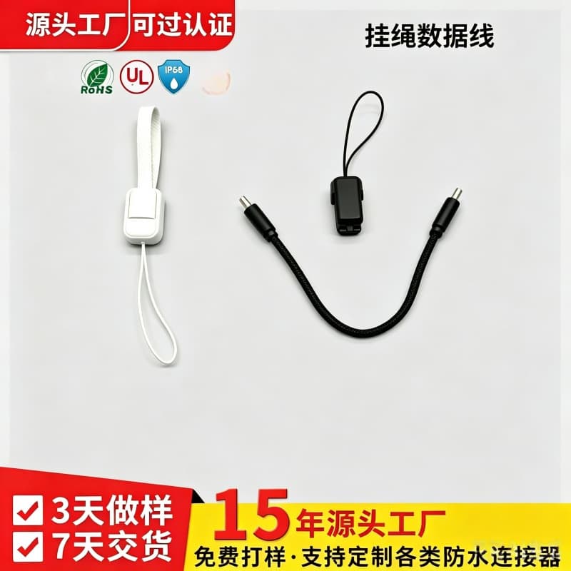 Short Lanyard Data Cable 2-in-1 Phone TYPEC Charging Cable Compatible with iPhone Apple 17C Fast Charging Cable