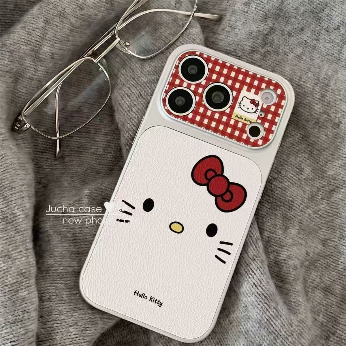 Simple Plaid Cat Pattern for iPhone 16 Pro Max / Apple 17 Phone Case Electroplated Window Leather Phone Case