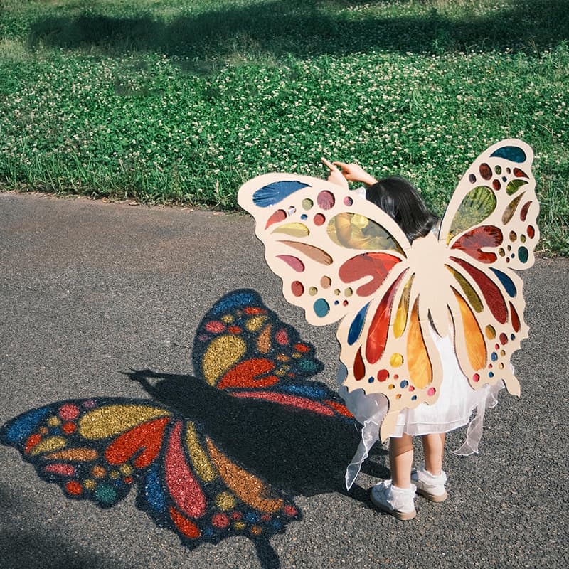 DIY butterfly wings craft kit, children's colored cellophane, transparent film, seven-color translucent plastic sheet