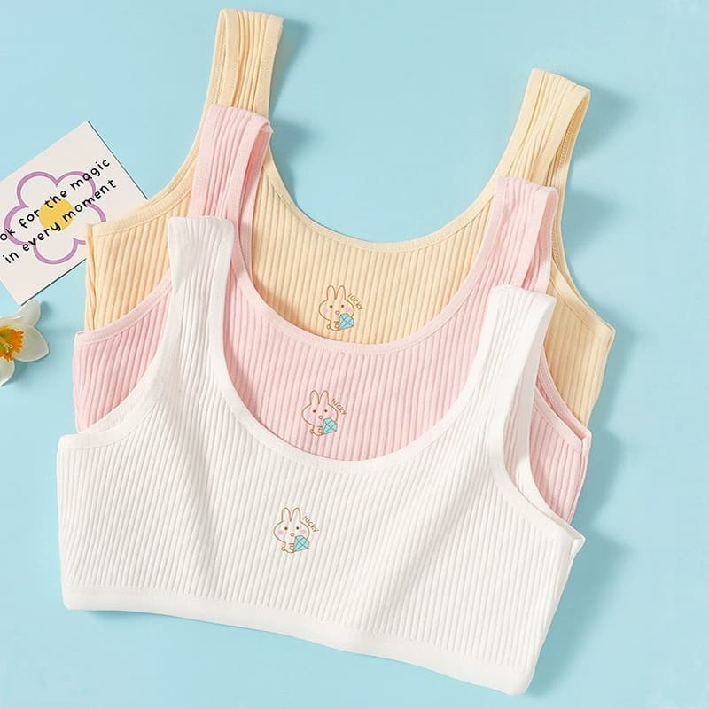 6-12 Year Old Girl's Vest Pure Cotton Girls' Underwear Development Period Primary School Students 8-12 Years Old Girls' Underwear