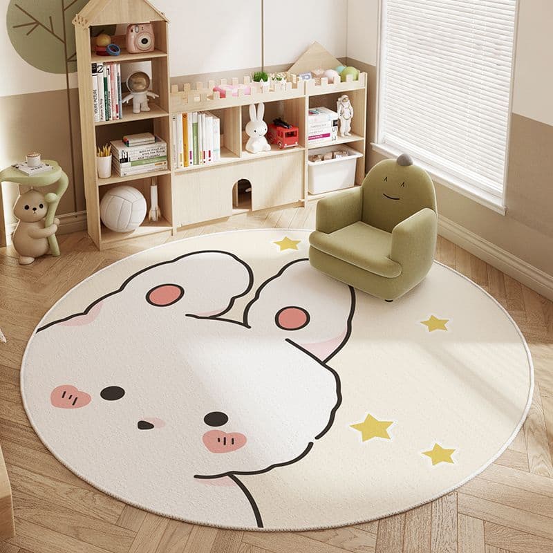 Cartoon Living Room Carpet, Stain-Resistant and Easy to Clean, Sofa and Coffee Table Mat, Crystal Velvet Carpet, Anti-Fall Crawling Mat for Kids