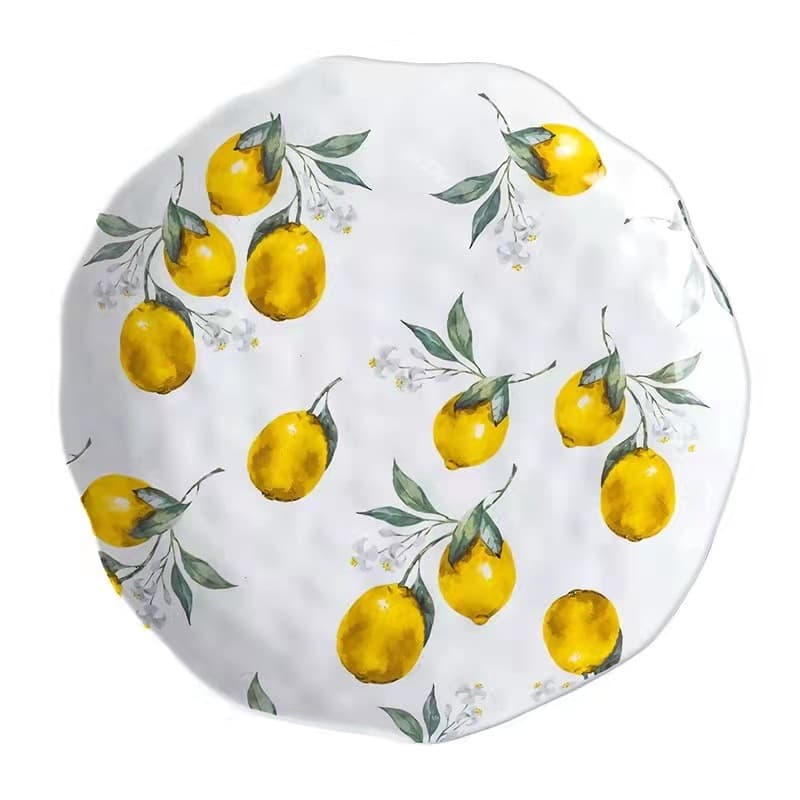 Ins Style Irregular Lemon Plate Ceramic Dinner Plate Breakfast Plate Home Round Fish Plate Dessert 8-Inch Flat Plate Cake Plate