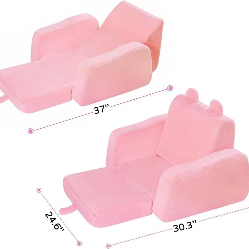 Children's Sofa, Kids' Folding Chair, Pink Children's Sofa, 3-in-1 Convertible Sofa to Bed, Comfortable