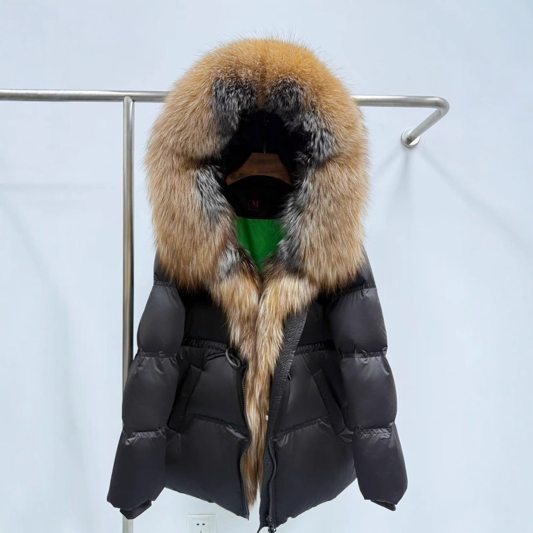Goose Down Coat Winter New Natural Real Fox Fur Collar Down Jacket, Hooded Mid-Length Fashion Warm Coat
