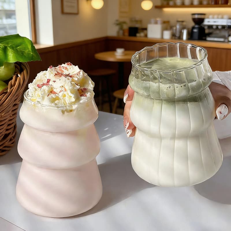 Simple Christmas tree coffee glass with straw ins style household female high-looking drinking cup ice cream cup