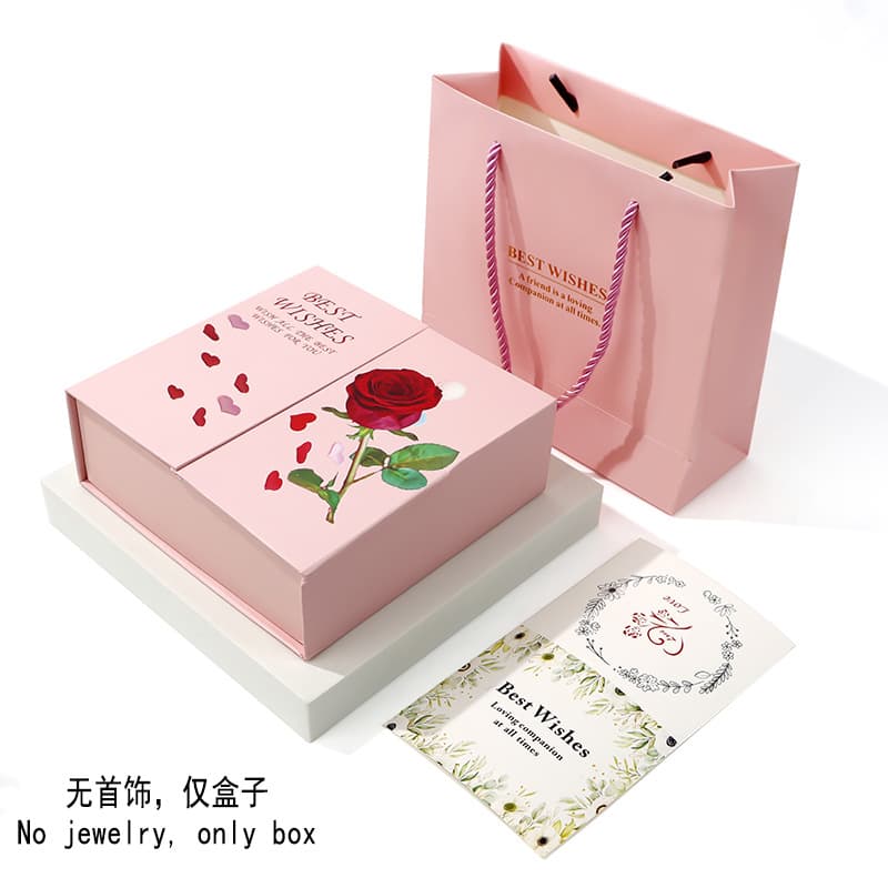 11-Rose Flower Box, Red Heart-Shaped Necklace Packaging Box, Jewelry Storage Box, Valentine's Day Gift