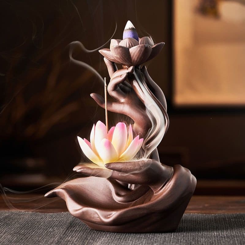 New purple sand backflow incense burner ornaments large creative wealth-promoting home offering to the Buddha to repel mosquitoes and sandalwood incense burner