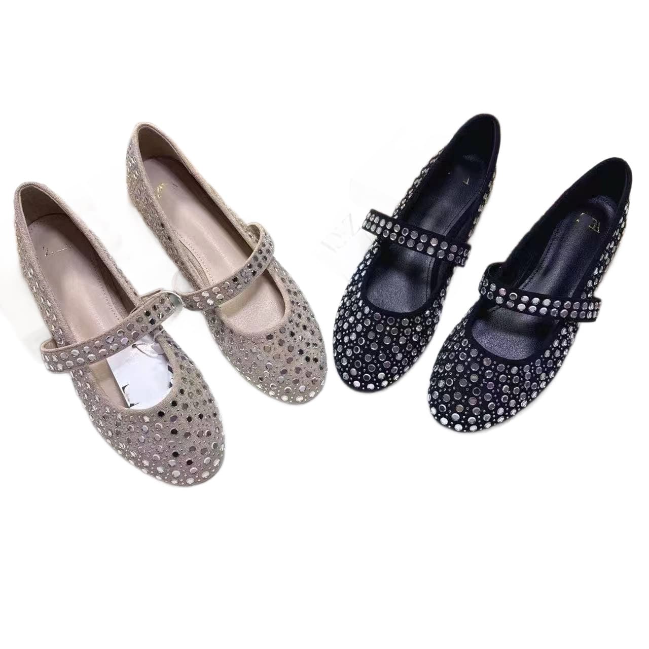 2026 Summer Non-Slip Round Toe Rhinestone Mary Jane Women's Shoes Export European American Fashion Zara Roman Flat Sandals