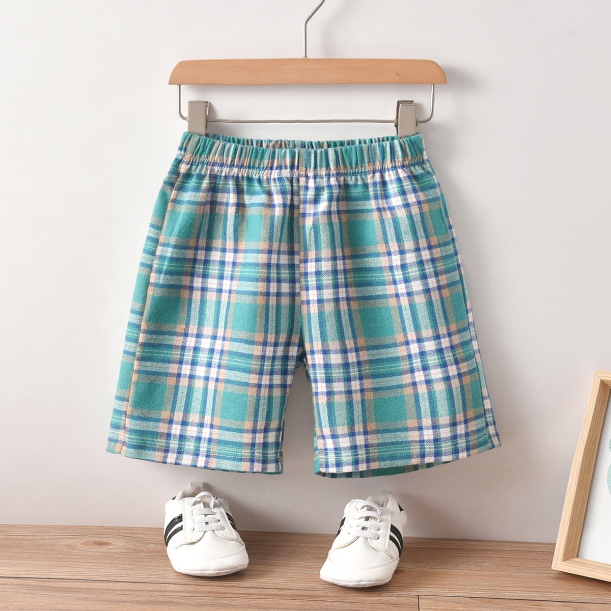 Cross-border Children's Clothing Boys Plaid Shorts Casual Shorts Blue Plaid Summer Shorts Baby Boy Shorts