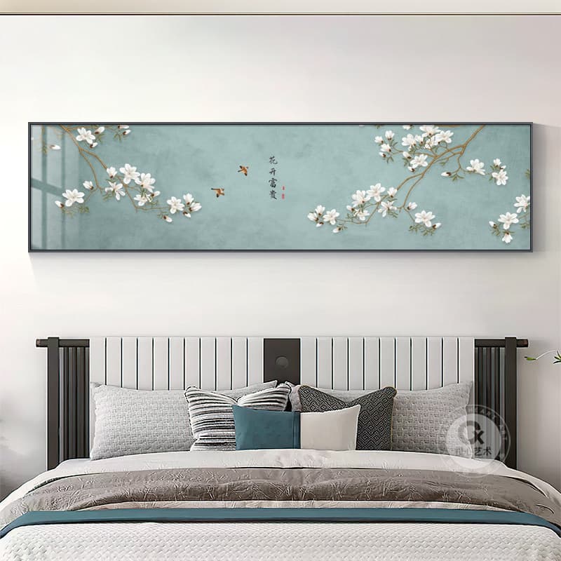 New Chinese style bedroom decoration painting master bedroom bedside painting room tea room living room sofa background wall painting calligraphy
