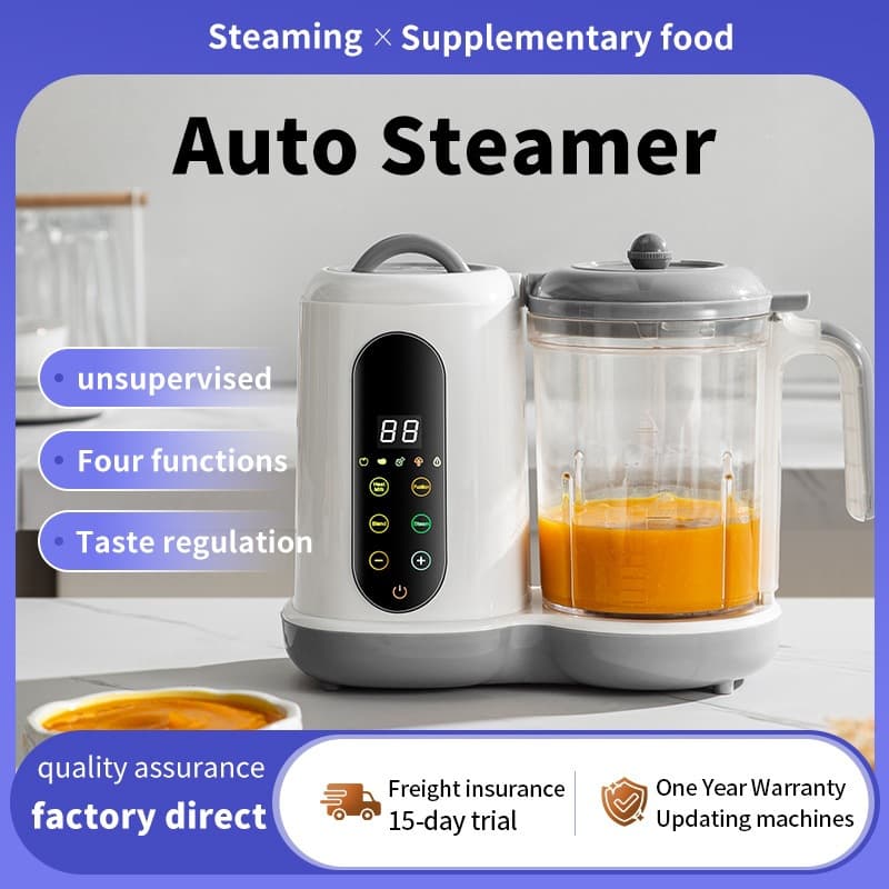 Multifunctional Baby Food Processor, Household Automatic Blender with Steaming and Timing, All-in-One, CE Certified Cross-Border