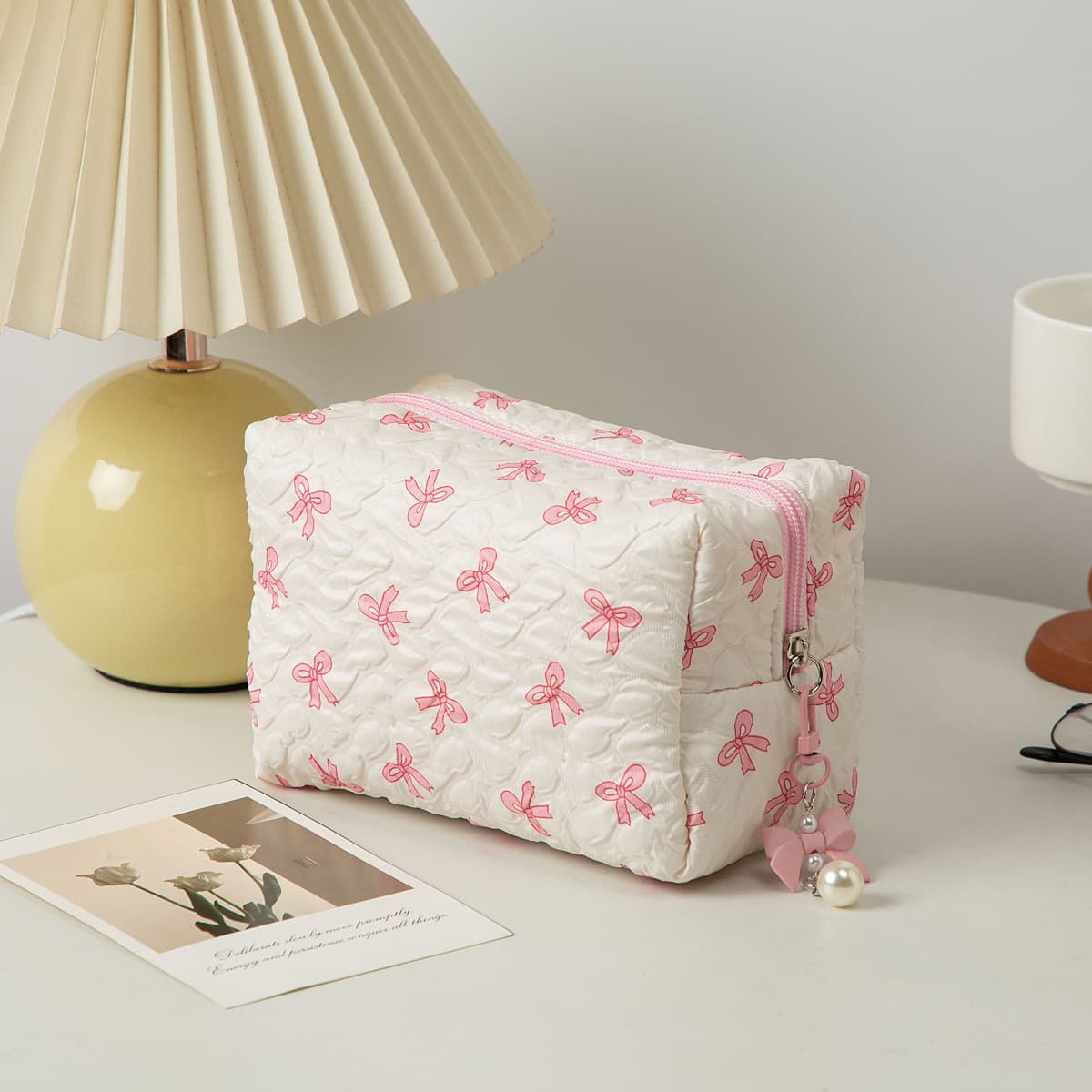 New Cross-border Large Capacity Cosmetic Bag Bow Handbag Portable Toiletry Bag Women's Makeup Organizer Bag
