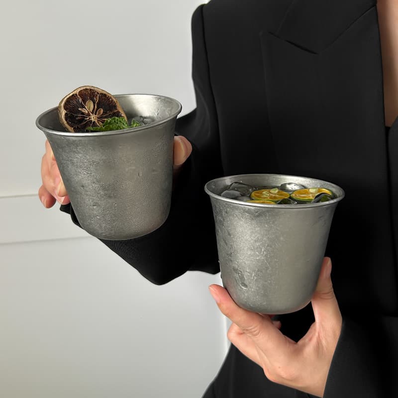 American Retro Matte Food-Grade Stainless Steel Coffee Cup Water Cup Cold Drink Cup Thick Wide Mouth Cup Industrial Style Cup