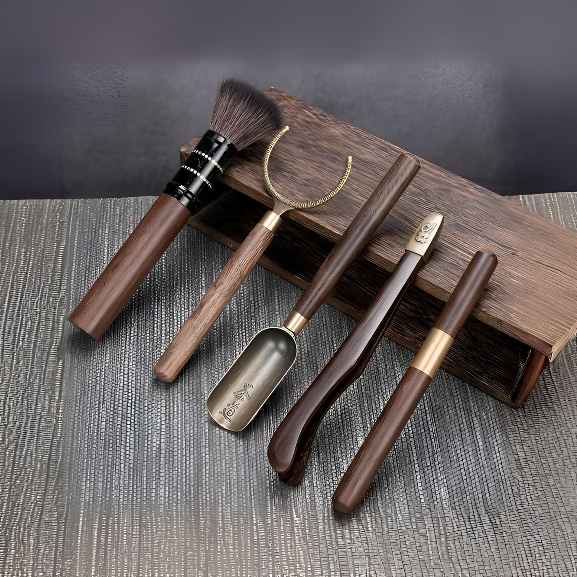The Complete Set of Six Gentlemen of Tea: Tea Tongs, Tea Brush, Tea Spoon, Tea Needle, Tea Scraper, and Tea Brewing Tools