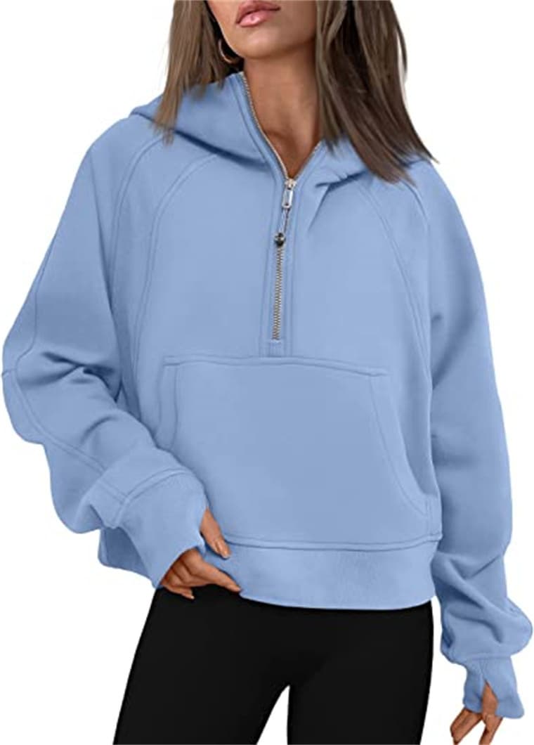 2025 Cross-Border Fall/Winter Yoga Wear Scuba Women's Sports Half-Zip Hoodie Sweatshirt Loose Cropped Pullover