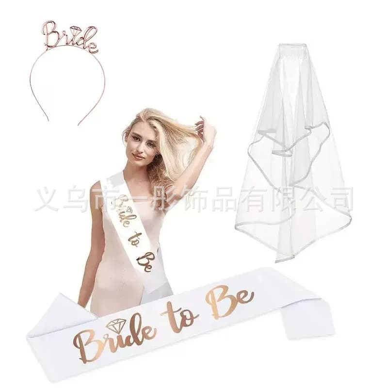 Cross-border Exclusive Bridetobe Bride Shoulder Strap Headband Bridesmaid Wedding Party Single Veil Bridesmaid Gift