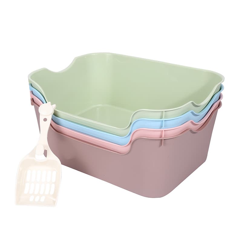 Portable Semi-Closed Cat Litter Box Anti-Splash Cat Toilet Solid Color Cat Litter Pan Cat Scoop Cat Supplies Pet Care Equipment