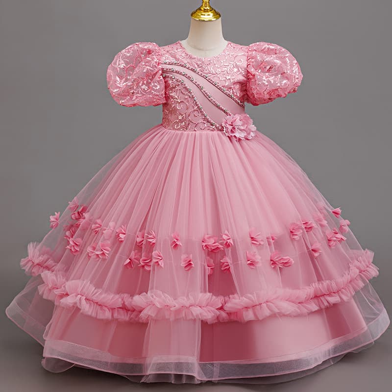 In-Stock New Children's Formal Dress Sequin Wedding Dress Princess Dress Little Girl Birthday Party Dress Kids Dress