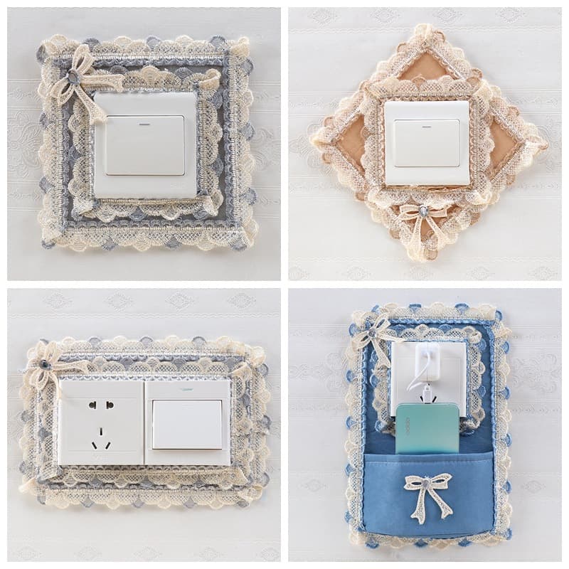 Switch Box and Light Fixture Lace Cover, Outlet Decoration Sticker, Non-Adhesive Wall Cloth Protective Cover for Light Switch Frames